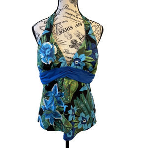 Islander Women’s Tankini Top Only Halter Size 16 Multicolor Floral